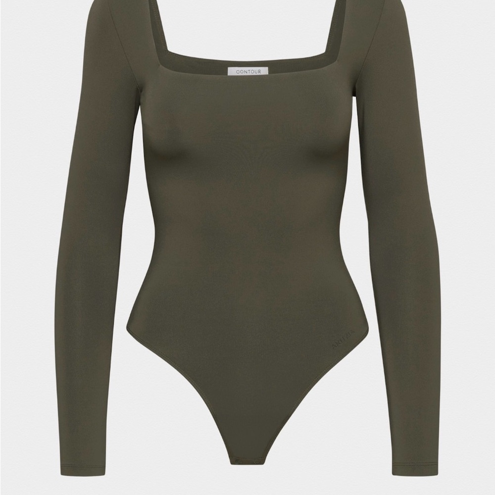 💚 Aritzia Babaton Olive Square-Neck Bodysuit | Size L | NWT - Picture 4 of 8